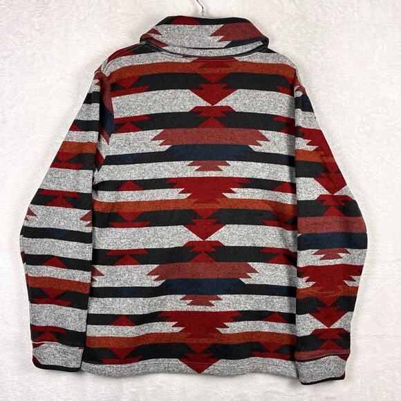 Junk Food Cardigan Sweater Mens XL Gray Red Fleece Aztec Southwestern Western - Picture 6 of 10